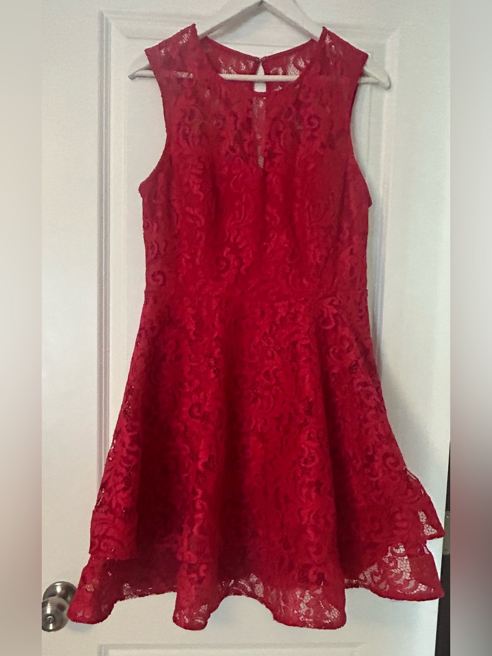 City Triangles Red Lace Fit & Flare Juniors Dress Size 11